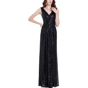 Kate Kasin Women’s Black Sequin Bridesmaid Dress
